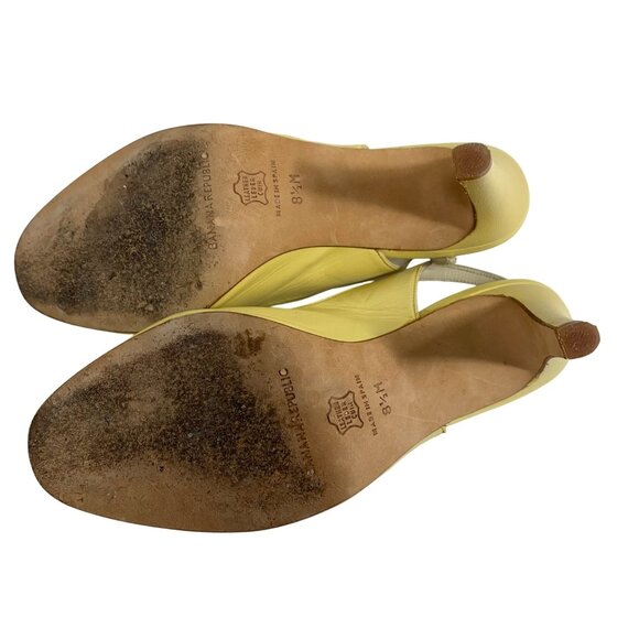 VTG Banana Republic Yellow Leather Slingback Heels Knotted SZ 8.5M Made In Spain - Picture 5 of 8